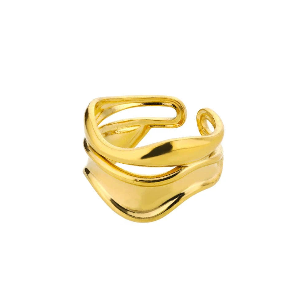 316L Stainless Steel Gold Ring for Women & Couples-JZ3111P-4 / Diameter 17mm / Gold color