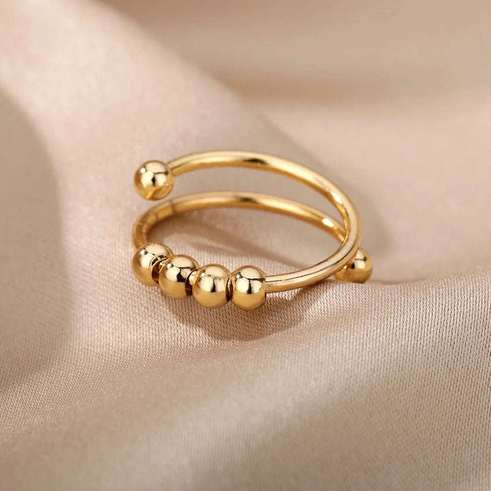 316L Stainless Steel Gold Ring for Women & Couples-JZ3111P-4 / Diameter 17mm / Gold color