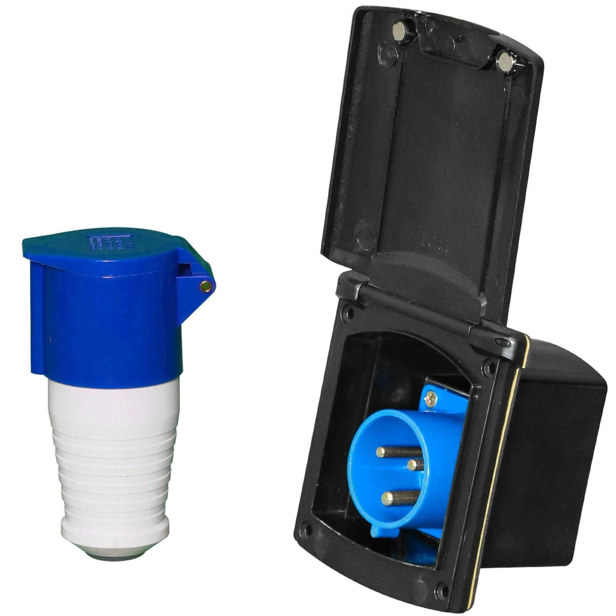 32 Amp RV Inlet Plug and Outlet Box Kit-White / Germany
