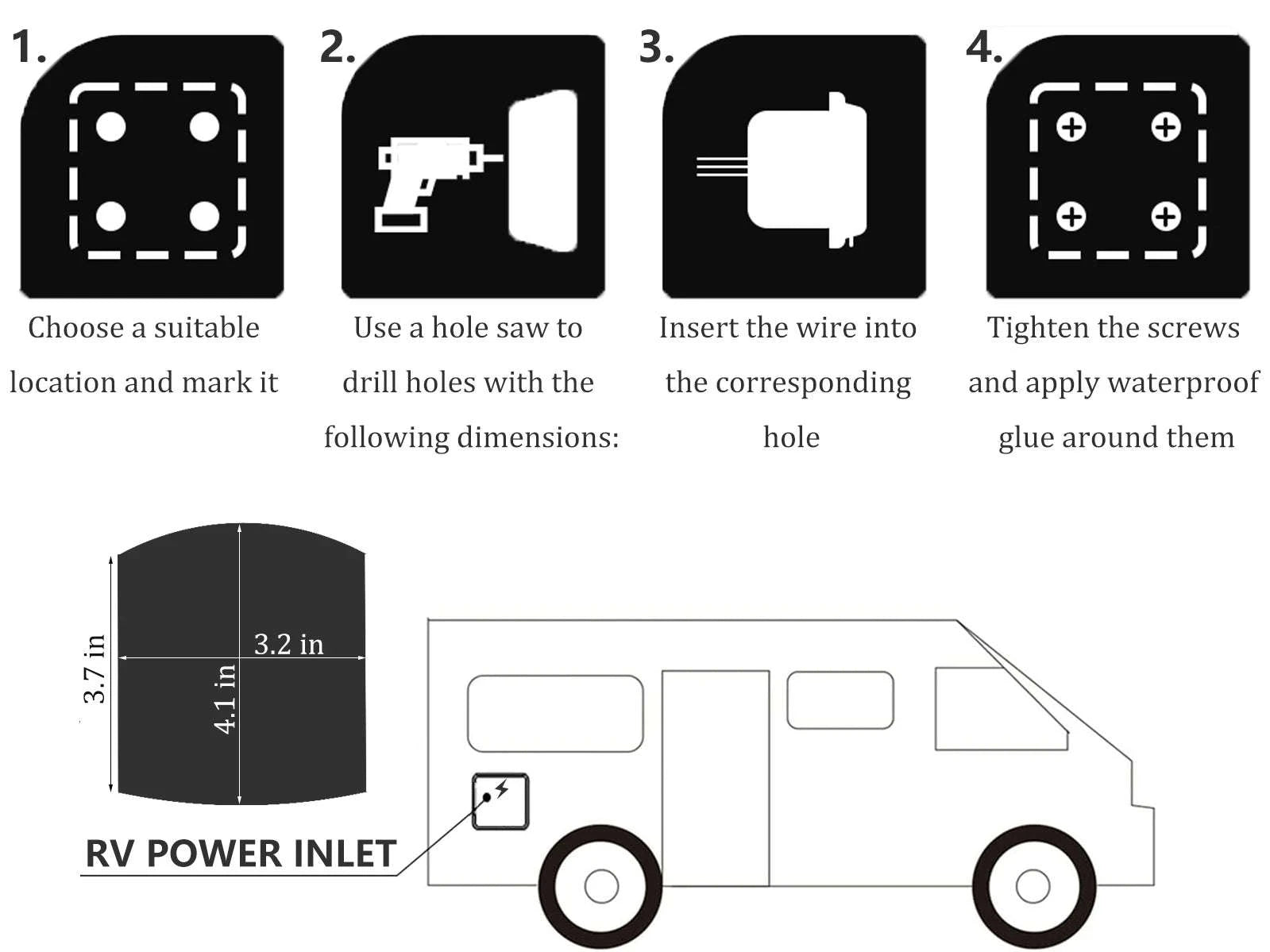 32 Amp RV Inlet Plug and Outlet Box Kit-White / Germany