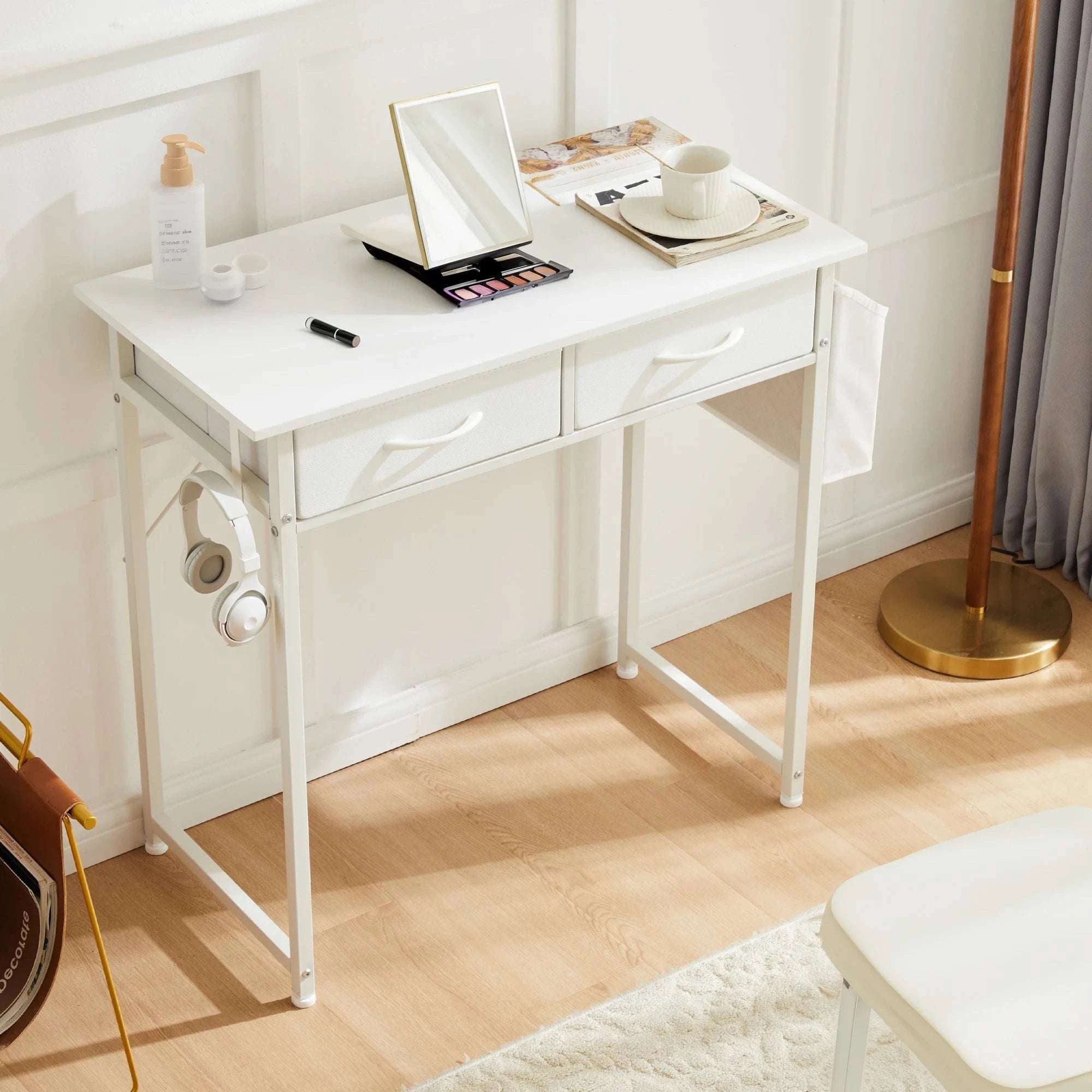 32-Inch Modern Office Desk with Fabric Drawers and Side Storage Bag-black / United States