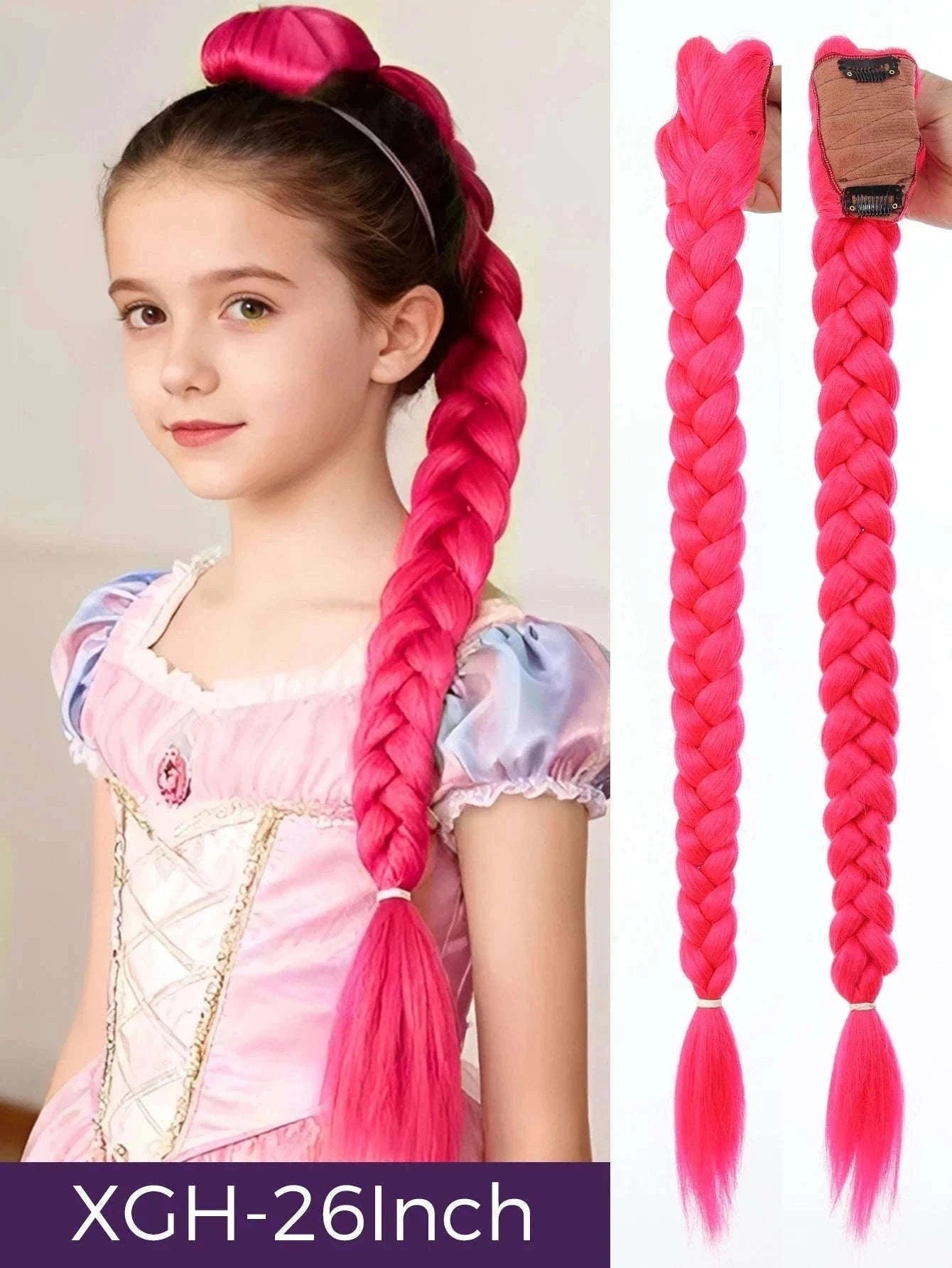32-Inch Purple Braided Ponytail with Shiny Tinsel-PY716-32-PUR