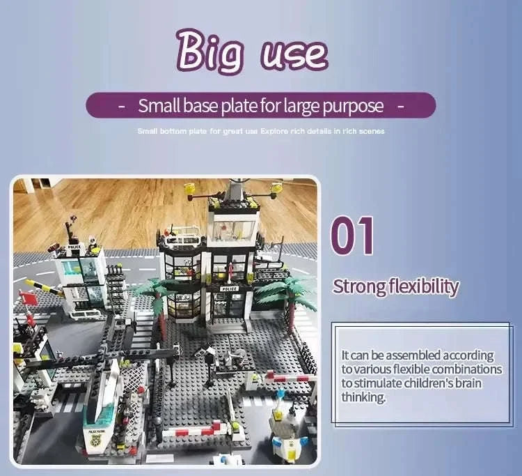 32x32 Building Block Baseplate for Creative City & Road Builds-GREENA