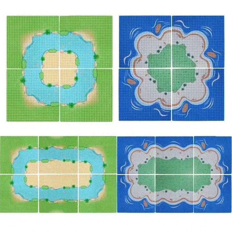 32x32 Building Block Baseplate for Creative City & Road Builds-GREENA