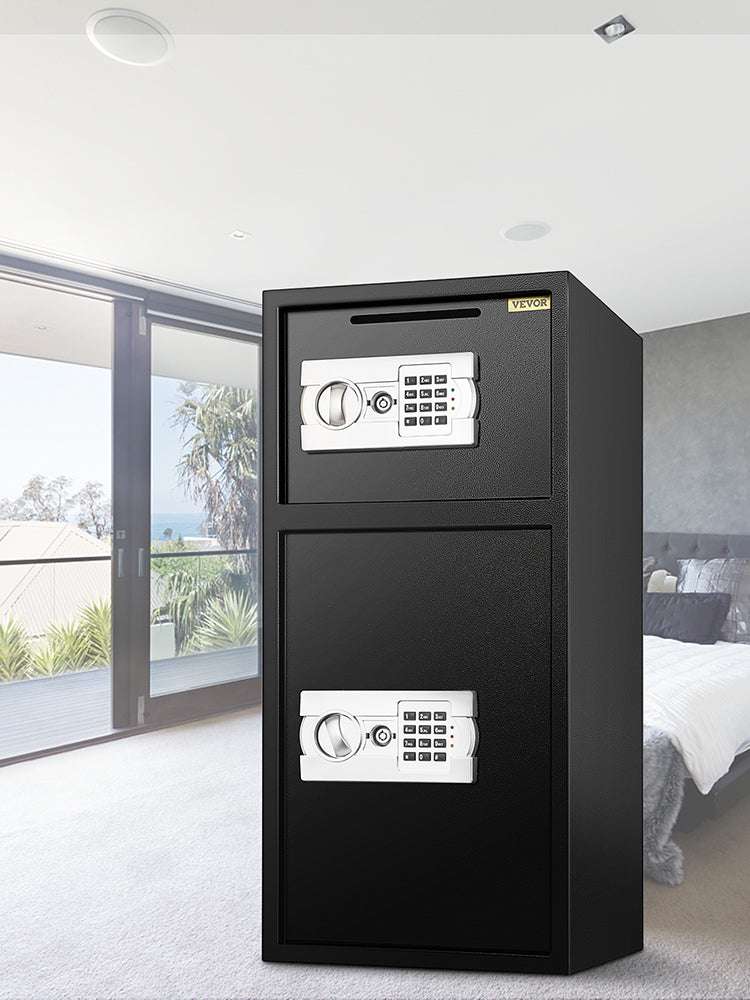 33" Double Door Steel Safe with Digital Lock & Hidden Storage-Black / United States