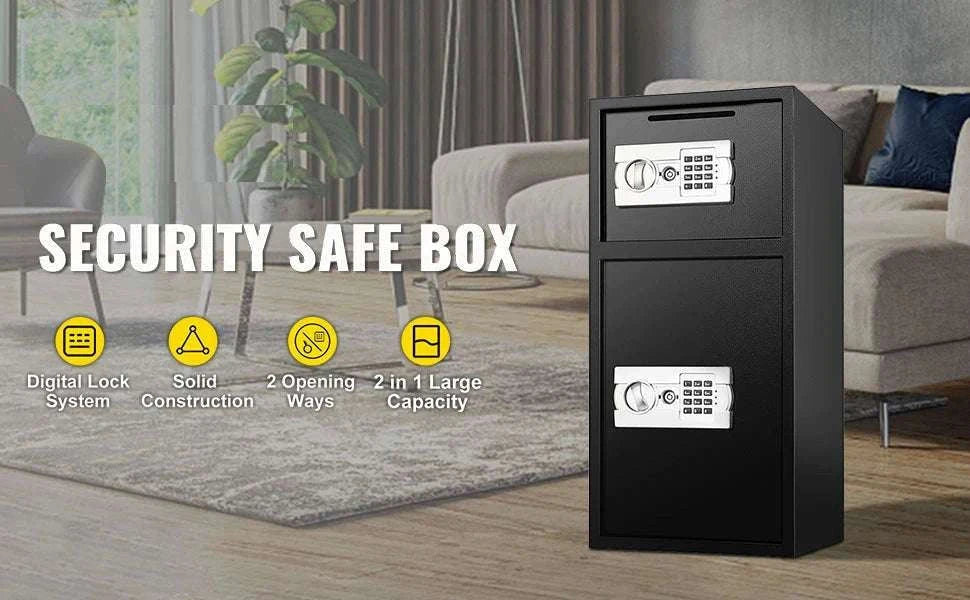 33" Double Door Steel Safe with Digital Lock & Hidden Storage-Black / United States