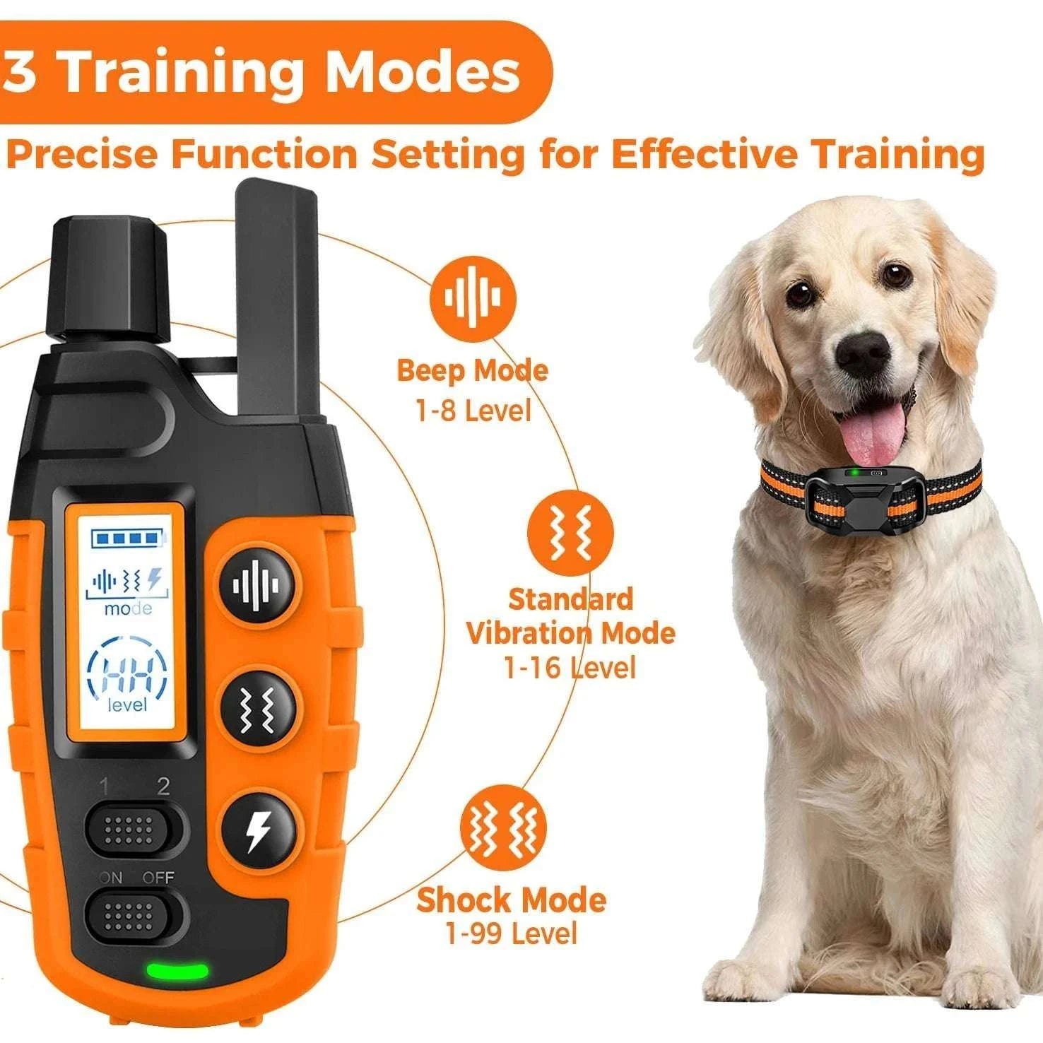 3300ft Remote Dog Training Collar Waterproof with Vibration, Beep & Shock-For 2 Dogs