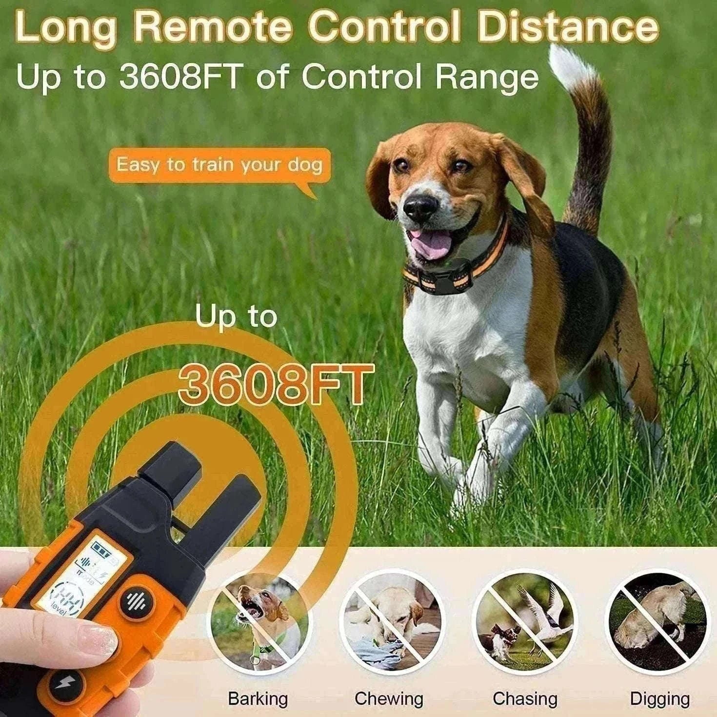 3300ft Remote Dog Training Collar Waterproof with Vibration, Beep & Shock-For 2 Dogs
