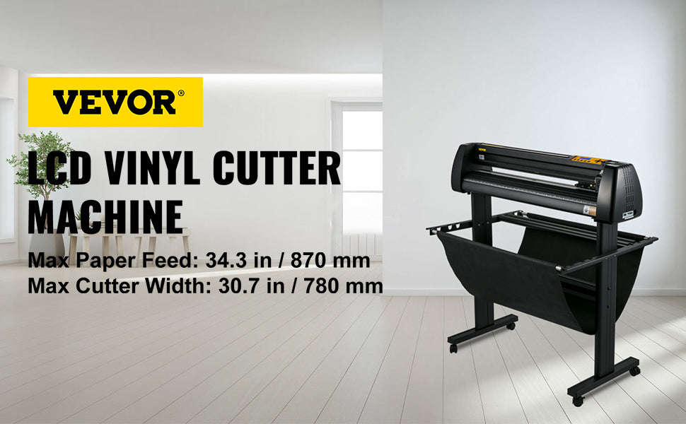 34 Inch Vinyl Cutter Plotter with Paper Basket and LCD Display-United States
