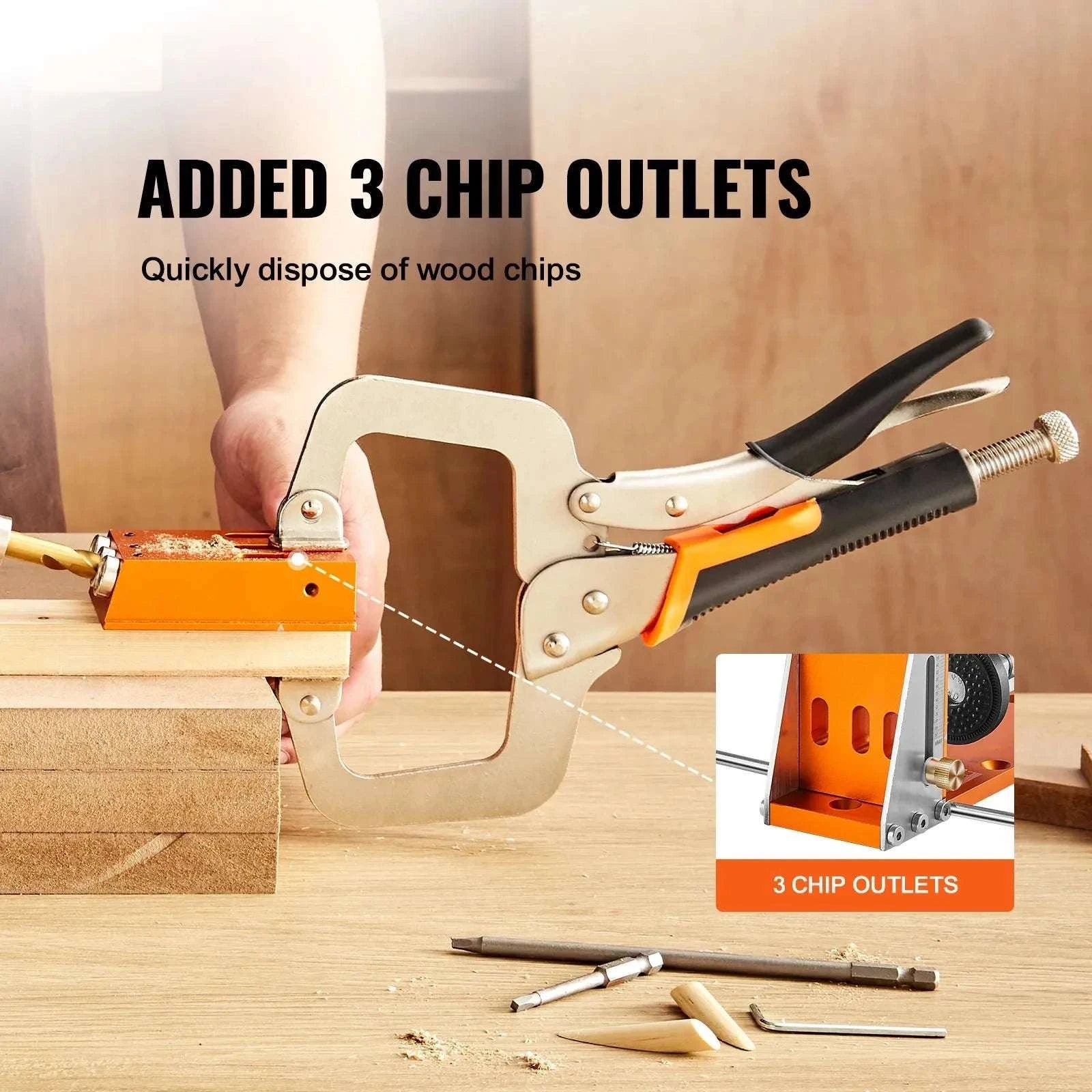 34-Piece Pocket Hole Jig Kit with C-Clamp and Drill Accessories-34 pcs / United States
