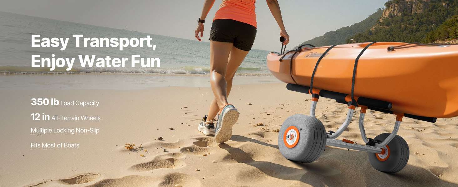 350 lb Kayak Cart with 12" Inflatable Tires & Tie-Down Straps-350 lbs / United States