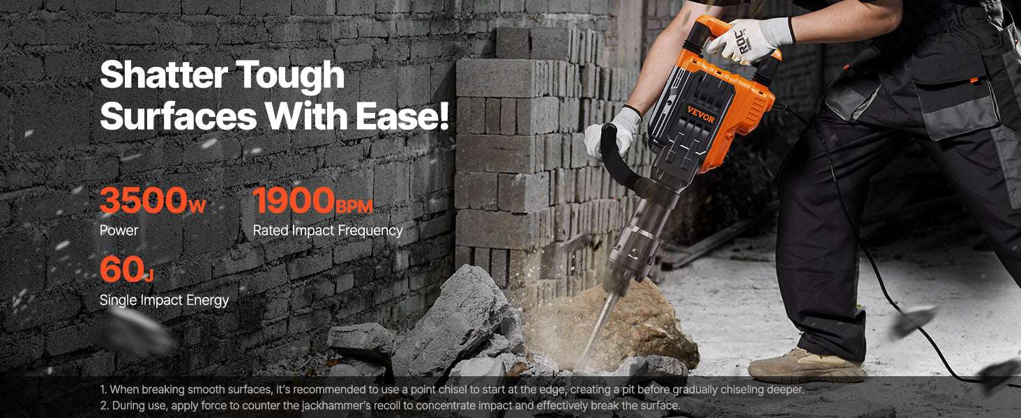 3500W Electric Jack Hammer 60J Concrete Breaker with Chisels-3500W / United States
