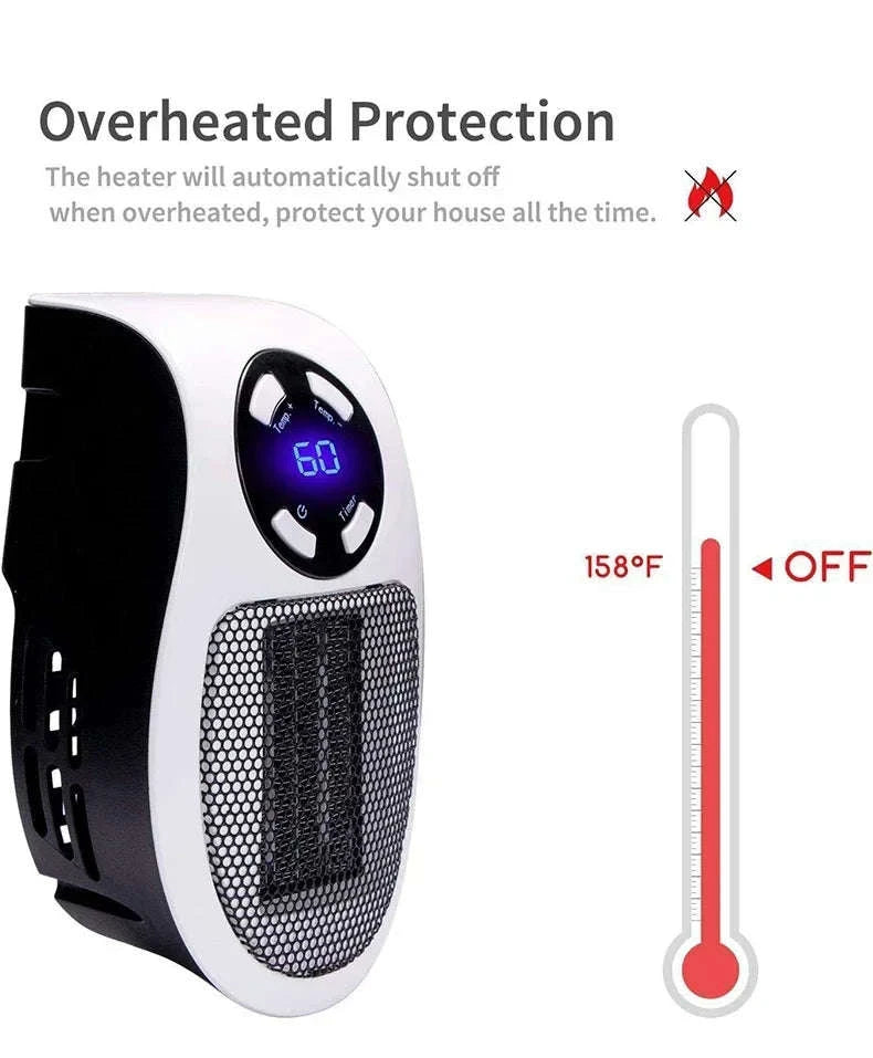 350W Portable Electric Heater with Remote Control-WHITE / EU / China Mainland