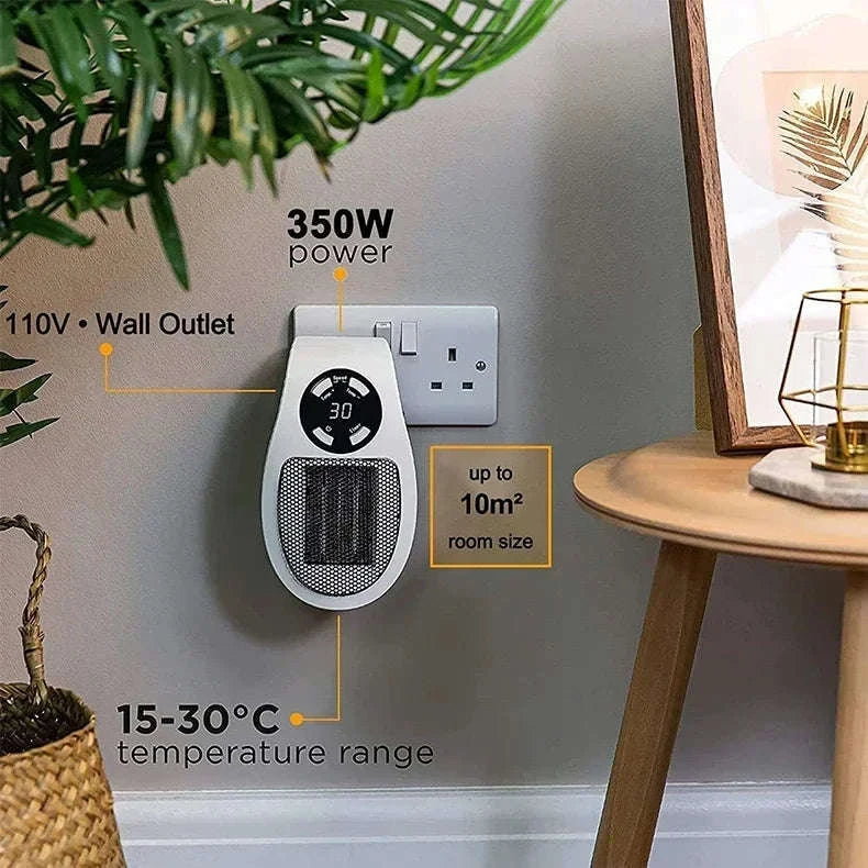 350W Portable Electric Heater with Remote Control-WHITE / EU / China Mainland