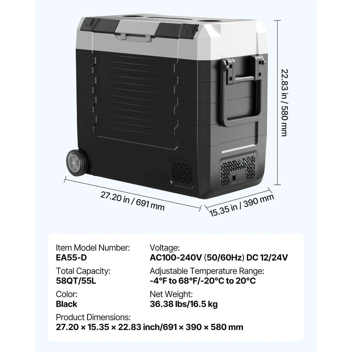 35L Car Refrigerator Compressor Electric Cooler with App Control, Wheels & Dual Zone-35L with wheels / france