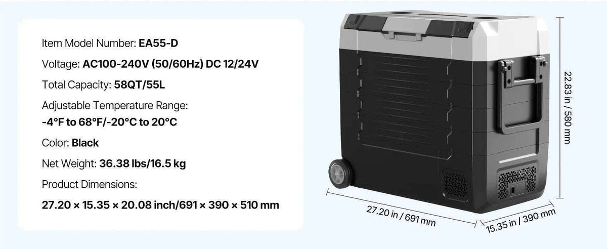 35L Car Refrigerator Compressor Electric Cooler with App Control, Wheels & Dual Zone-35L with wheels / france