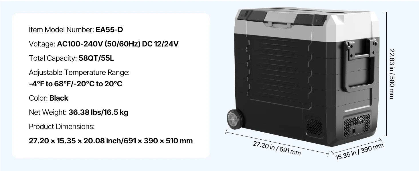 35L Car Refrigerator Compressor Electric Cooler with App Control, Wheels & Dual Zone-35L with wheels / france