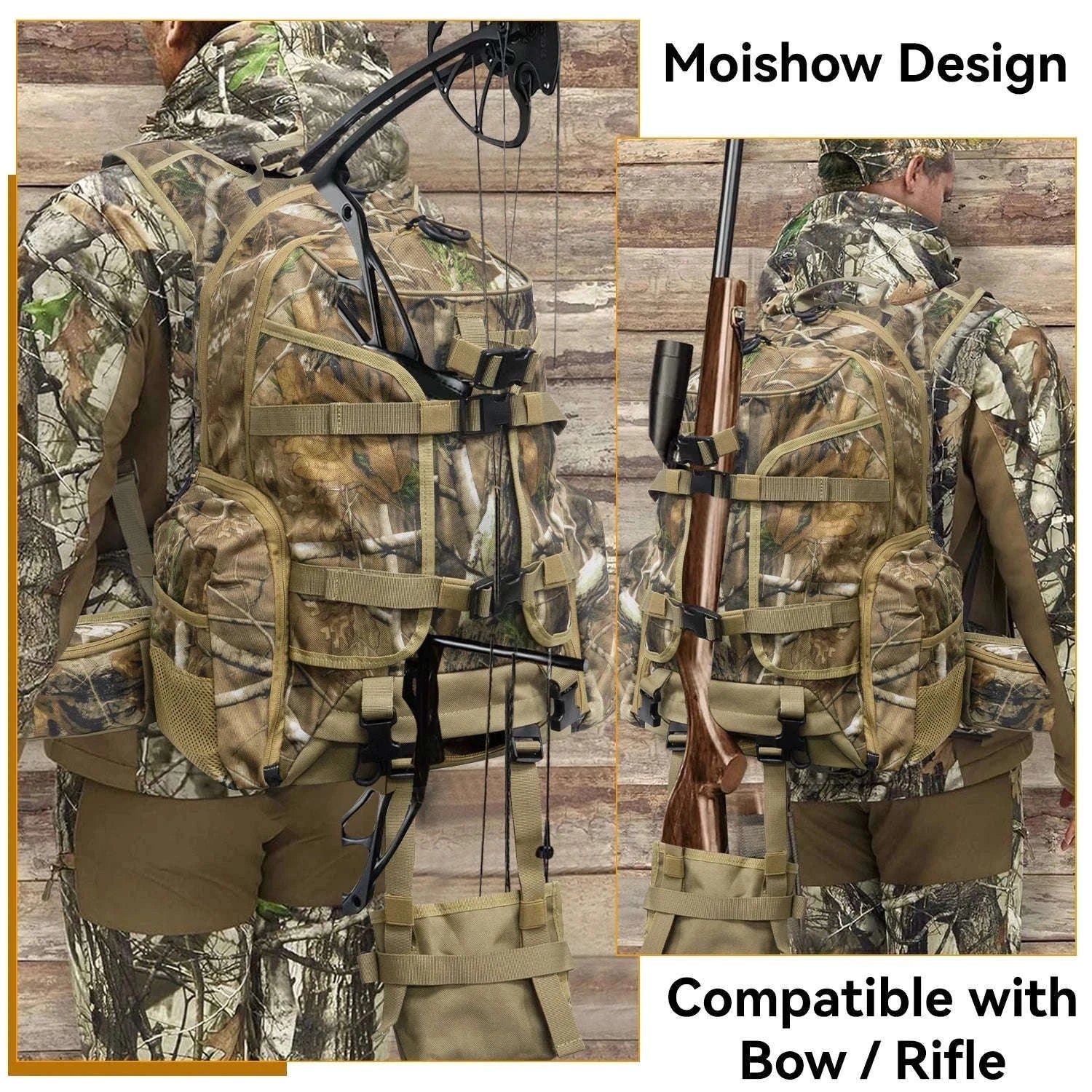 35L Hunting Backpack for Rifle, Bow and Gear Storage-Green