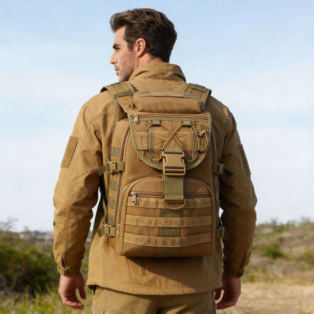 35L Large Capacity Tactical Backpack for Camping and Hiking-Black / United Kingdom