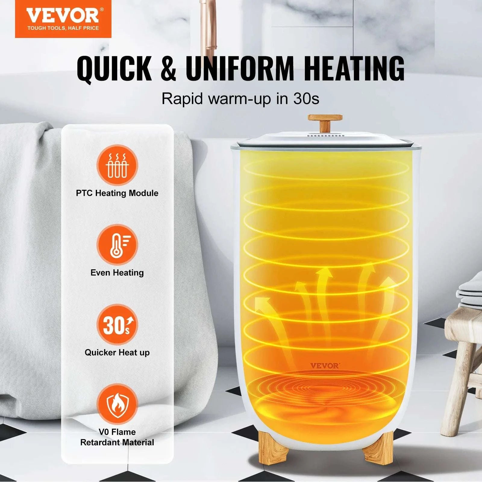35L Towel Warmer Bucket with Fast Heating & Drying Modes-35L / CZECH REPUBLIC