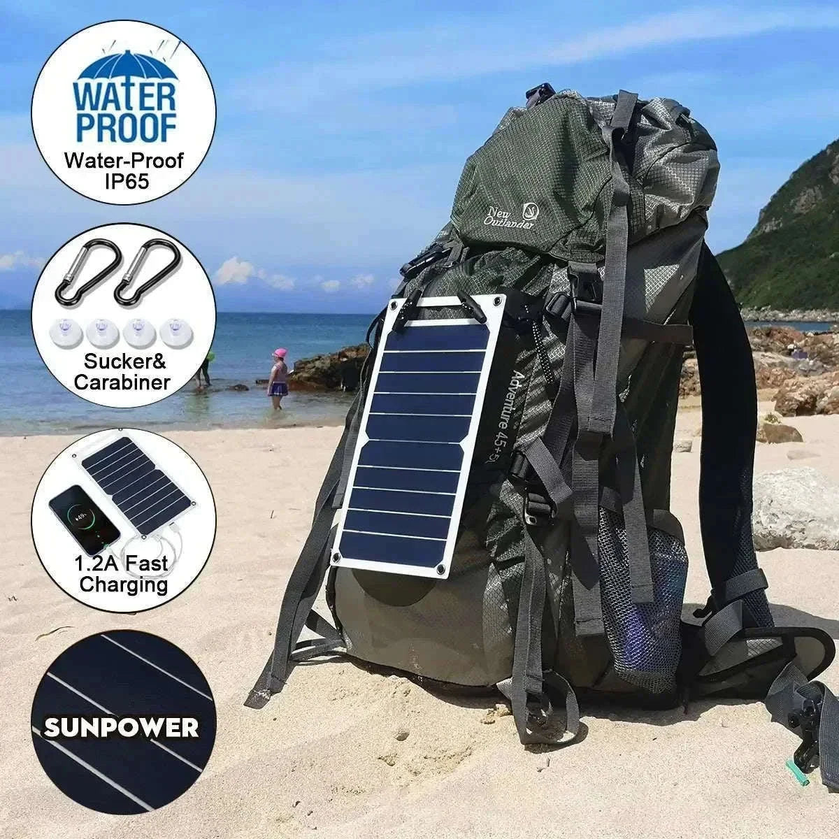 35W Portable Flexible Solar Panel 5V USB Charger-35W 5V