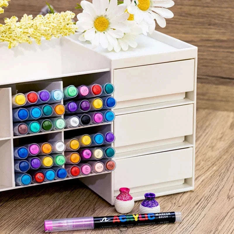 36-Color Acrylic Marker Pens Set with Brush Nib-12 Colors
