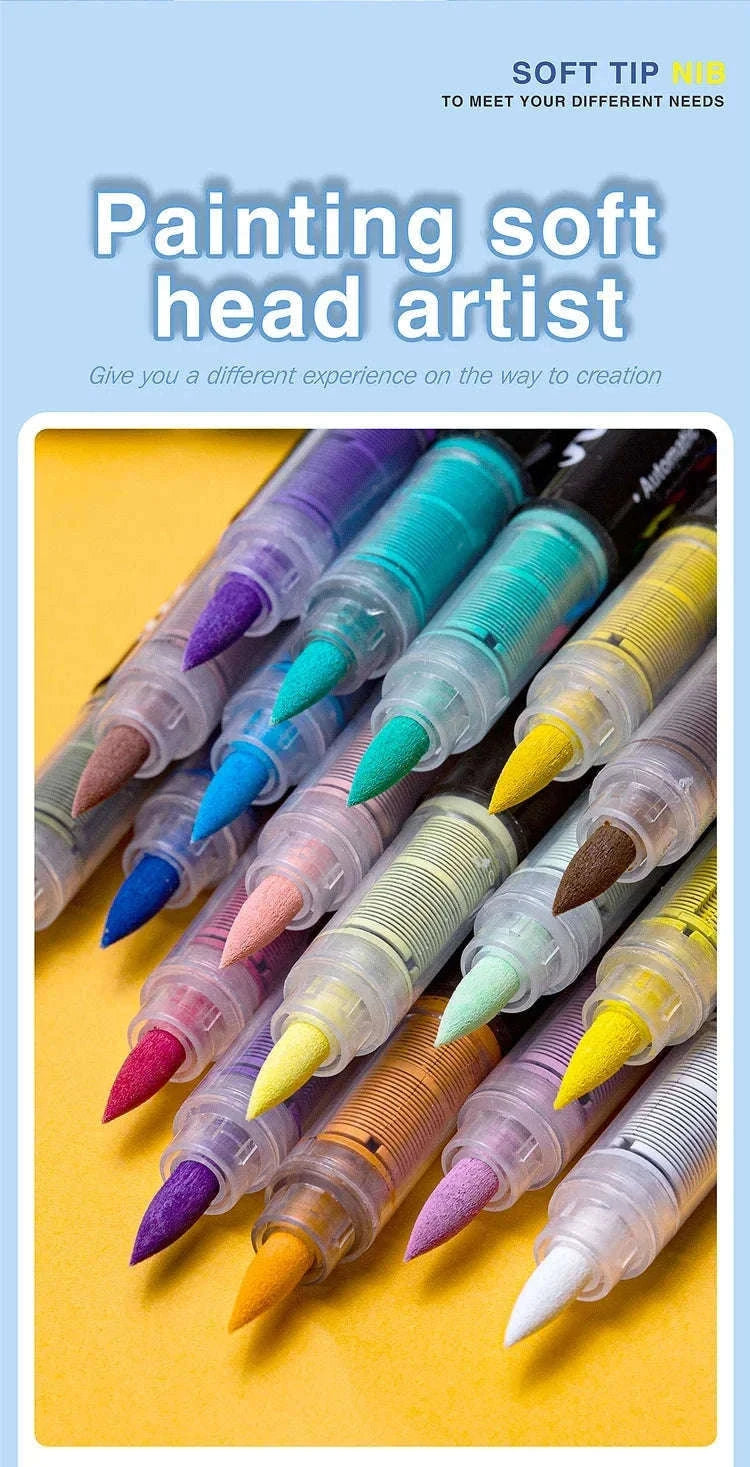 36-Color Acrylic Marker Pens Set with Brush Nib-12 Colors