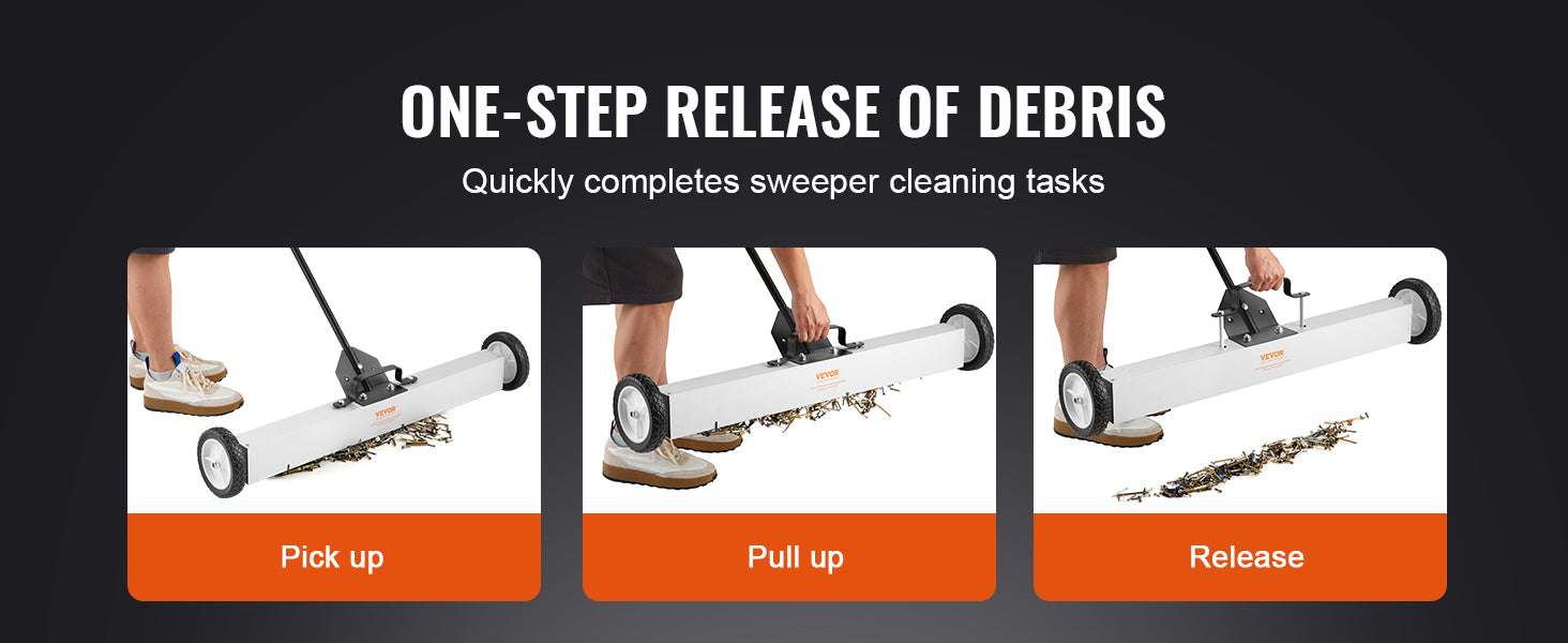 36-Inch Rolling Magnetic Sweeper with Wheels and Adjustable Handle-23.6in 45lbs MAX / United States