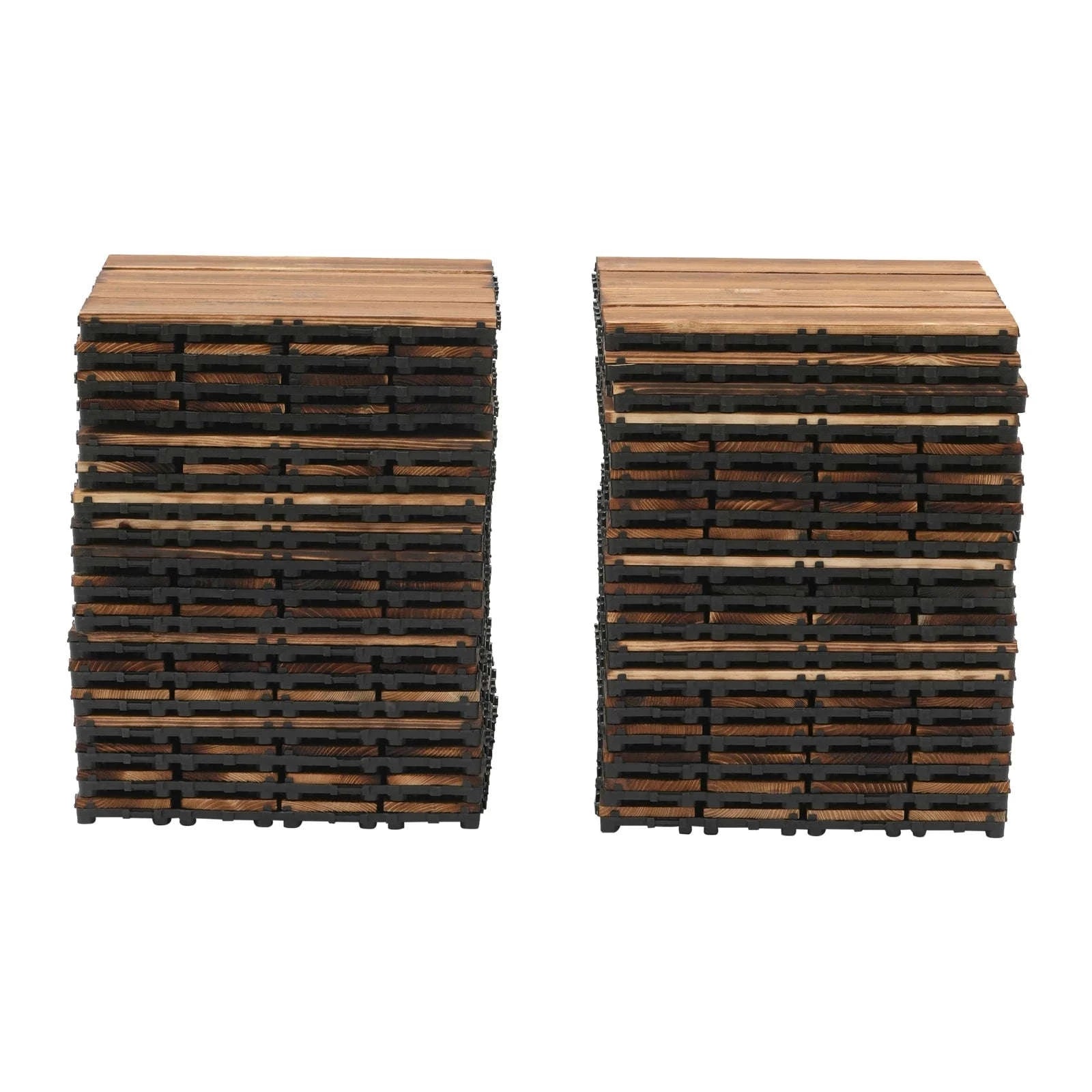 36-Piece Outdoor Wooden Flooring Tiles Set-Chocolate / GERMANY