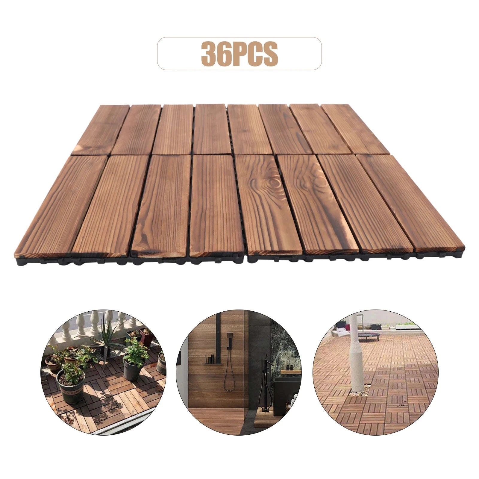 36-Piece Outdoor Wooden Flooring Tiles Set-Chocolate / GERMANY