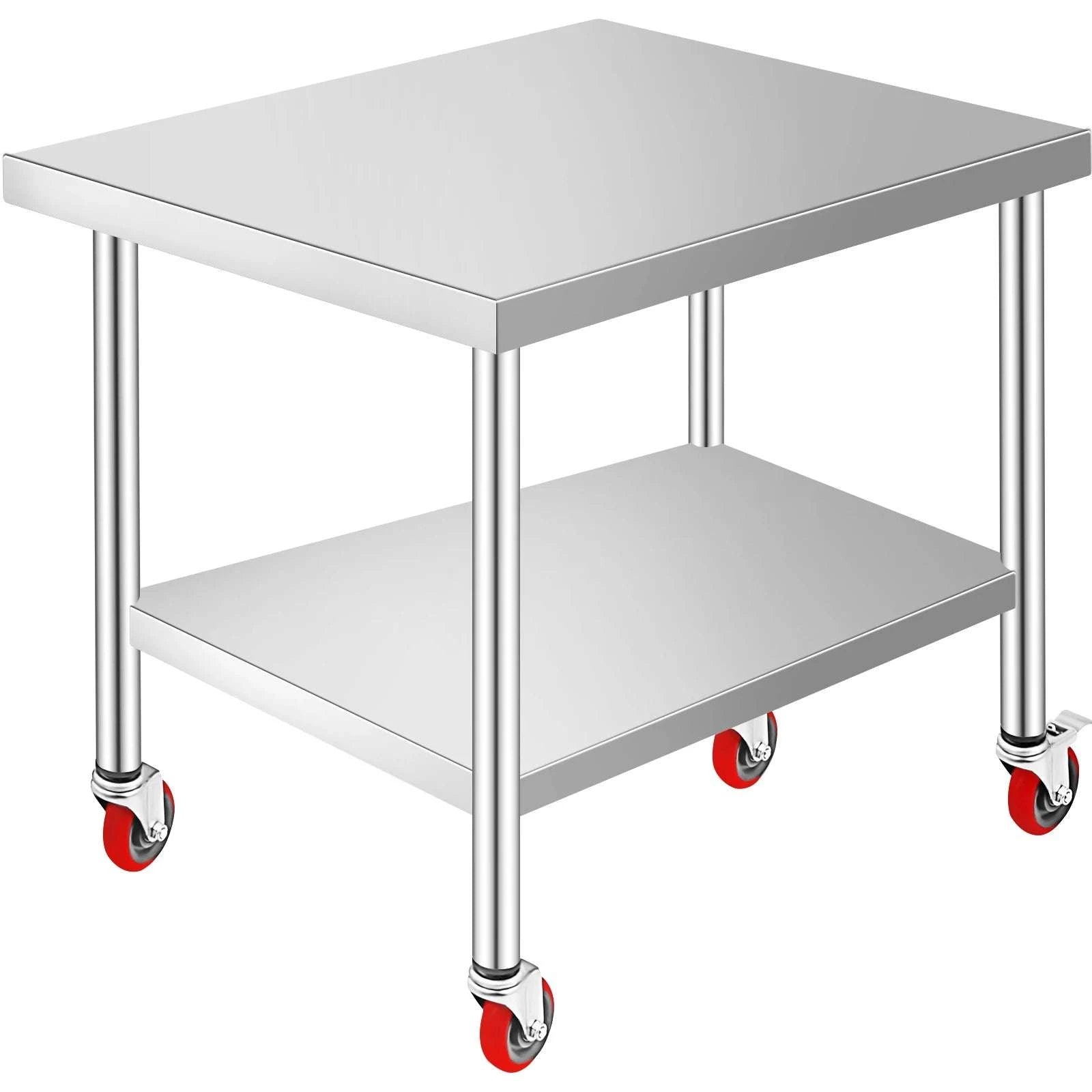 36 x 30 Inch Stainless Steel Work Table with Wheels-36 x 30inch / United States
