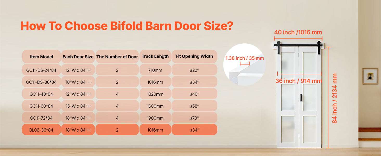 36" x 84" Bifold Barn Door with Frosted Glass & Hardware Kit-36x84inch / United States