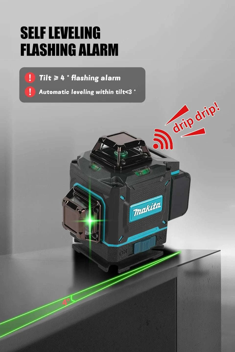 360° 4D 16-Line Laser Level Self-Leveling Cross Line Tool-1Battery 1Charger UK