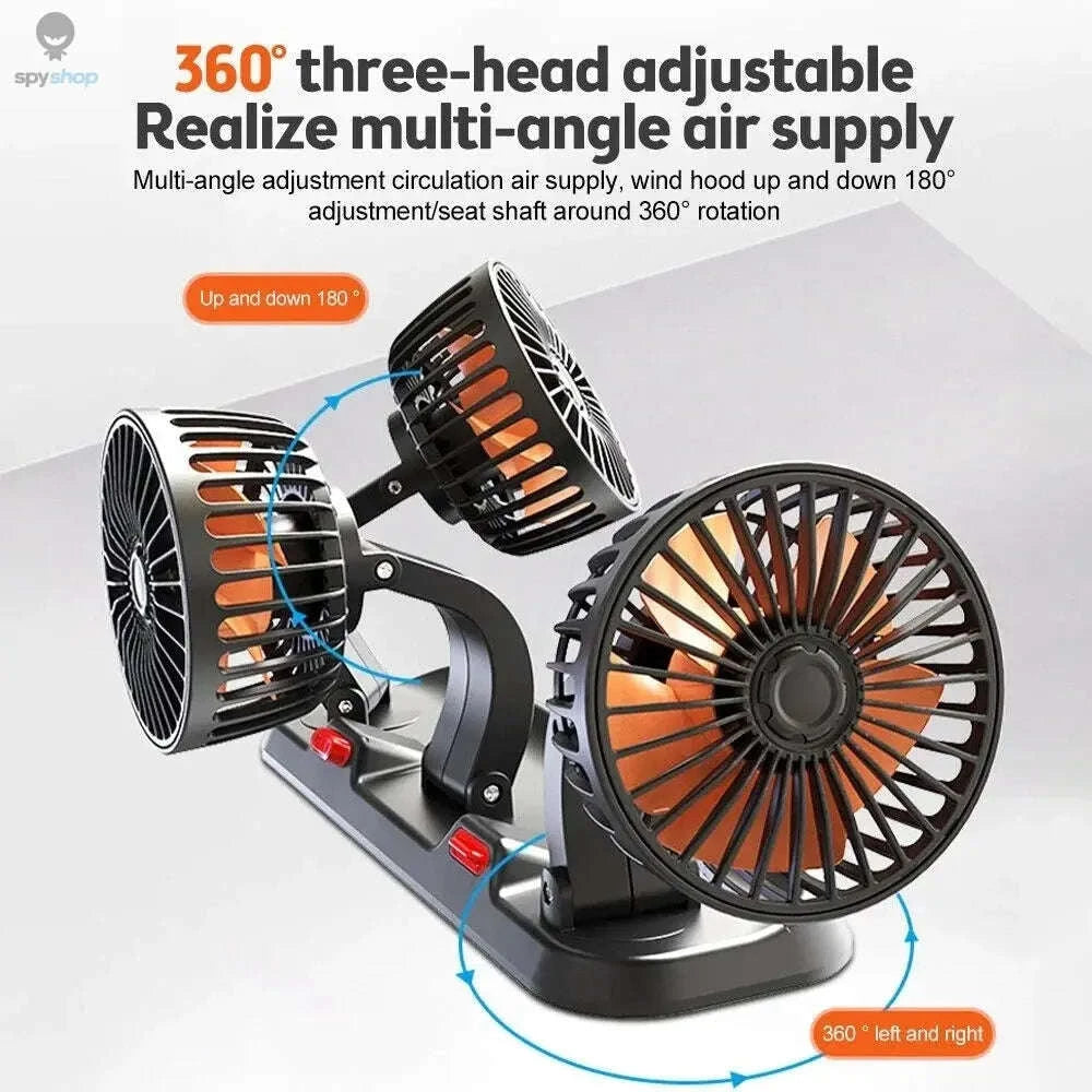 360° Adjustable Car Fan-3 Head 24V Car cigar
