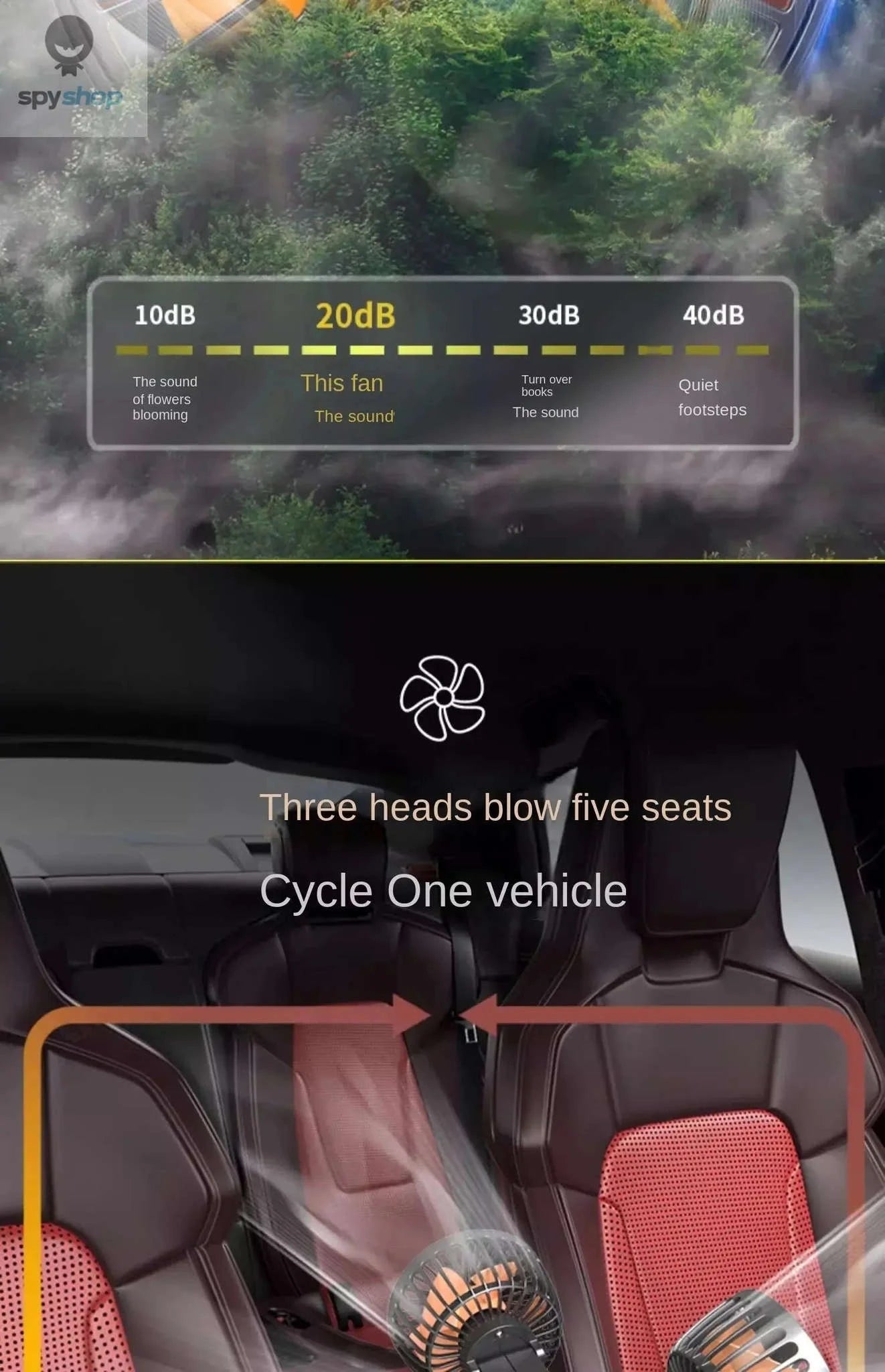 360° Adjustable Car Fan-3 Head 24V Car cigar