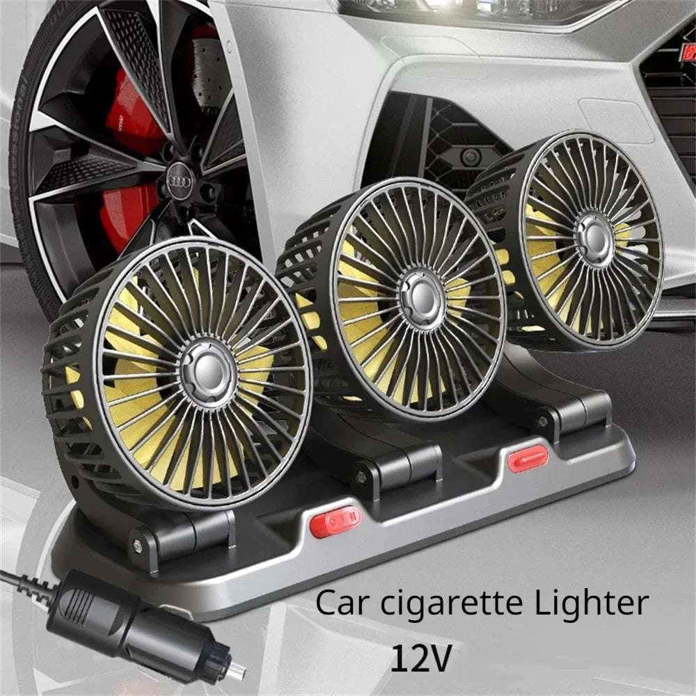 360° Adjustable Dual Head Car Fan with USB & 12V/24V Power-United States / 2 Head 12V Car cigar