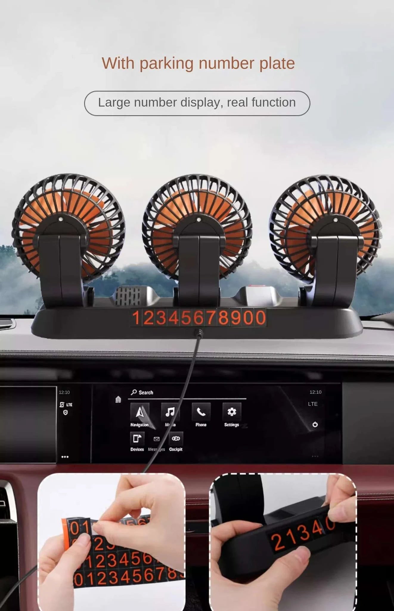360° Adjustable Dual Head Car Fan with USB & 12V/24V Power-United States / 2 Head 12V Car cigar