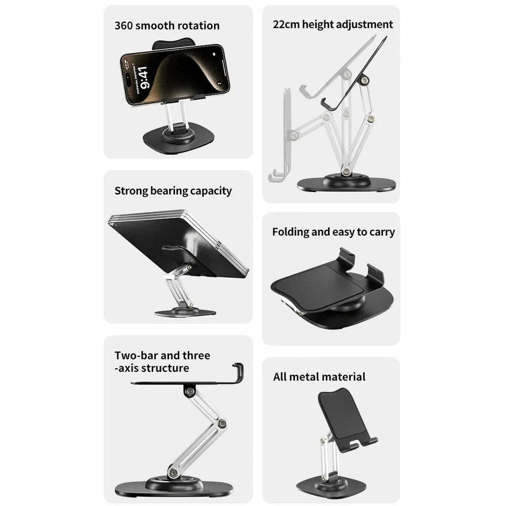 360° Adjustable Tablet & Phone Stand with Foldable Arm-United States