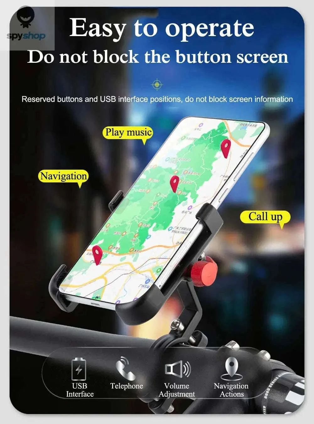 360° Aluminum Bike Phone Holder with Secure Mechanical Lock-HOL240
