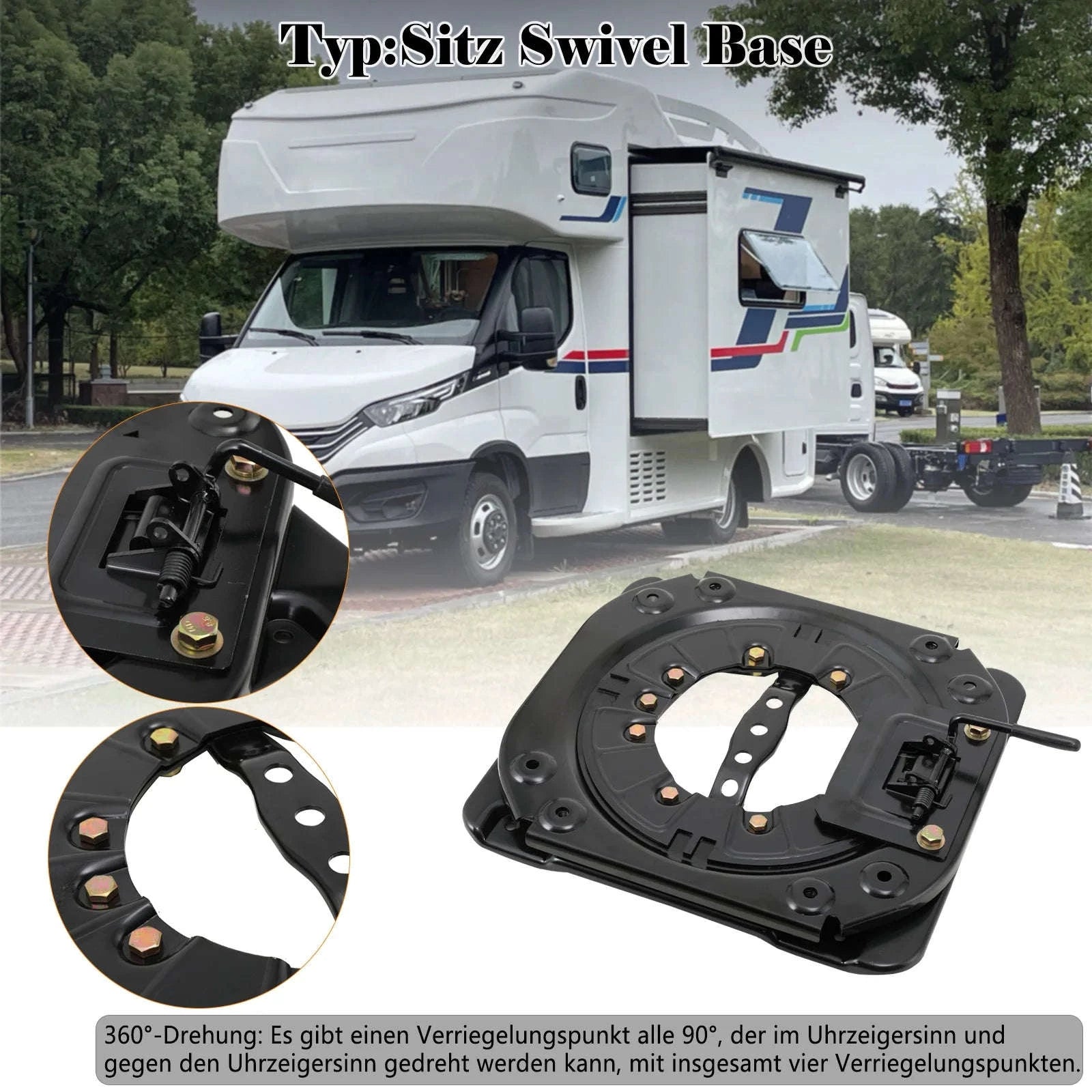 360 Degree Rotating Seat Swivel Base 130 kg for Campervan and RV-Germany