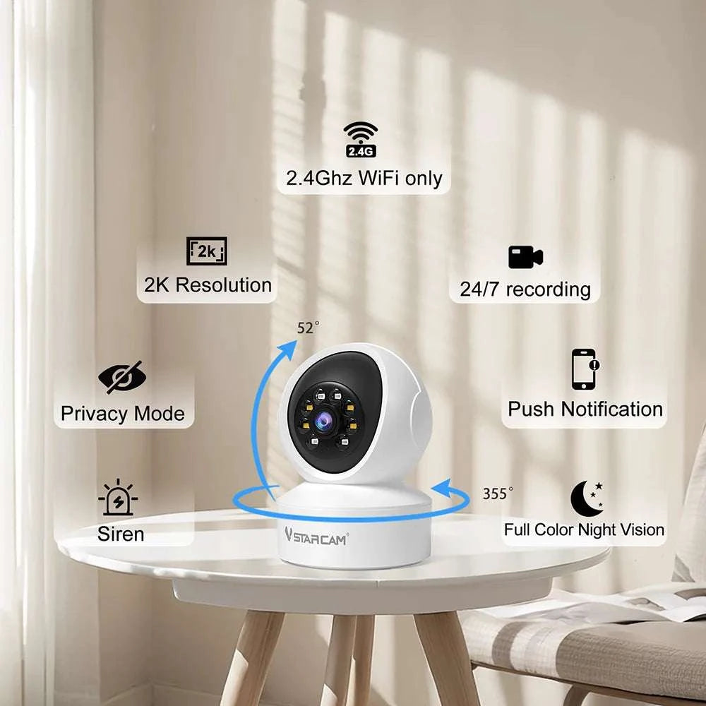 360° Indoor Security Camera with Color Night Vision & 2‑Way Audio-United States