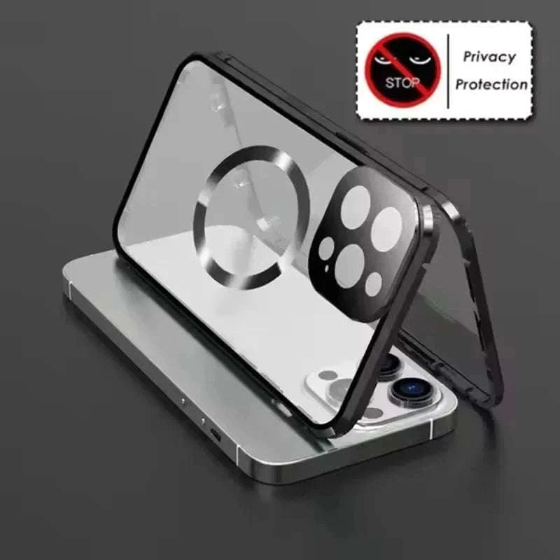360° Privacy Magnetic Glass Case with Lens Protection for iPhone-Black / iPhone16ProMax