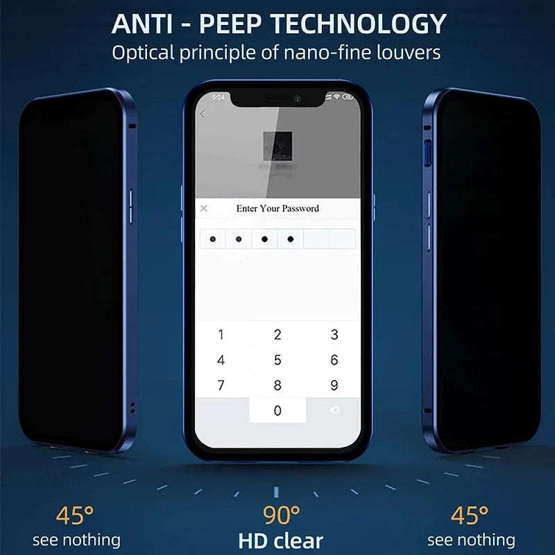 360° Privacy Magnetic Glass Case with Lens Protection for iPhone-Black / iPhone16ProMax