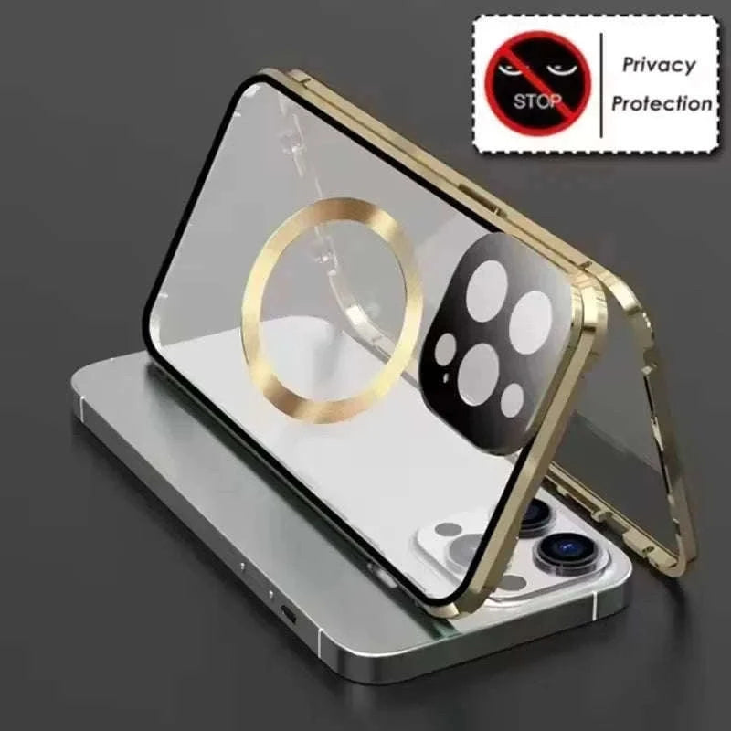 360° Privacy Magnetic Glass Case with Lens Protection for iPhone-Black / iPhone16ProMax