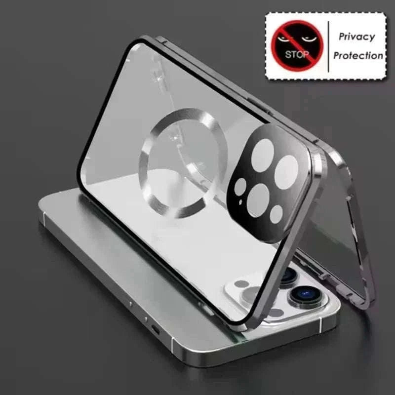 360° Privacy Magnetic Glass Case with Lens Protection for iPhone-Black / iPhone16ProMax