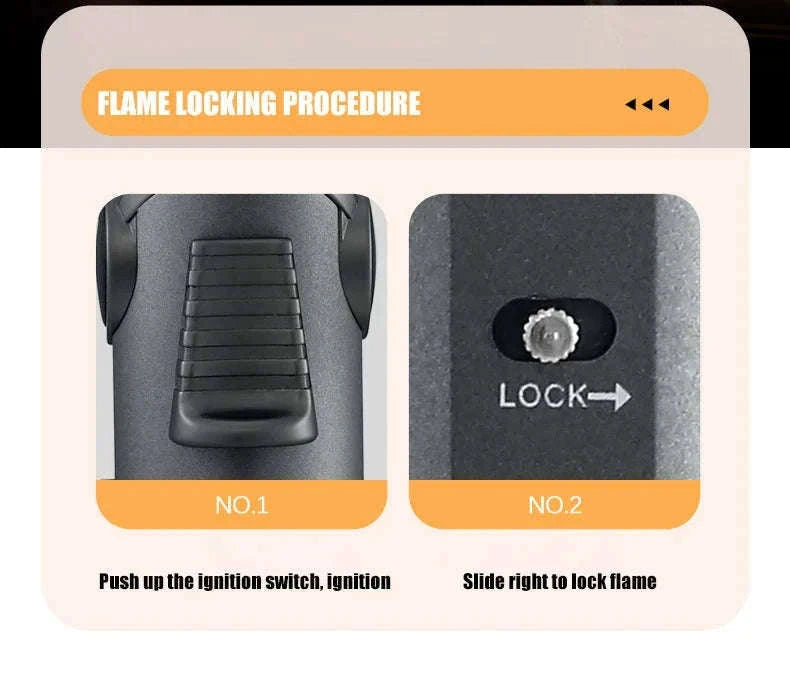 360° Rotatable Blue Flame Butane Lighter with Safety Lock-black