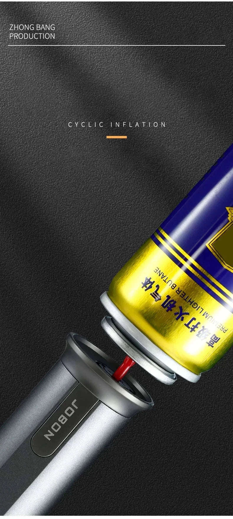 360° Rotatable Blue Flame Butane Lighter with Safety Lock-black