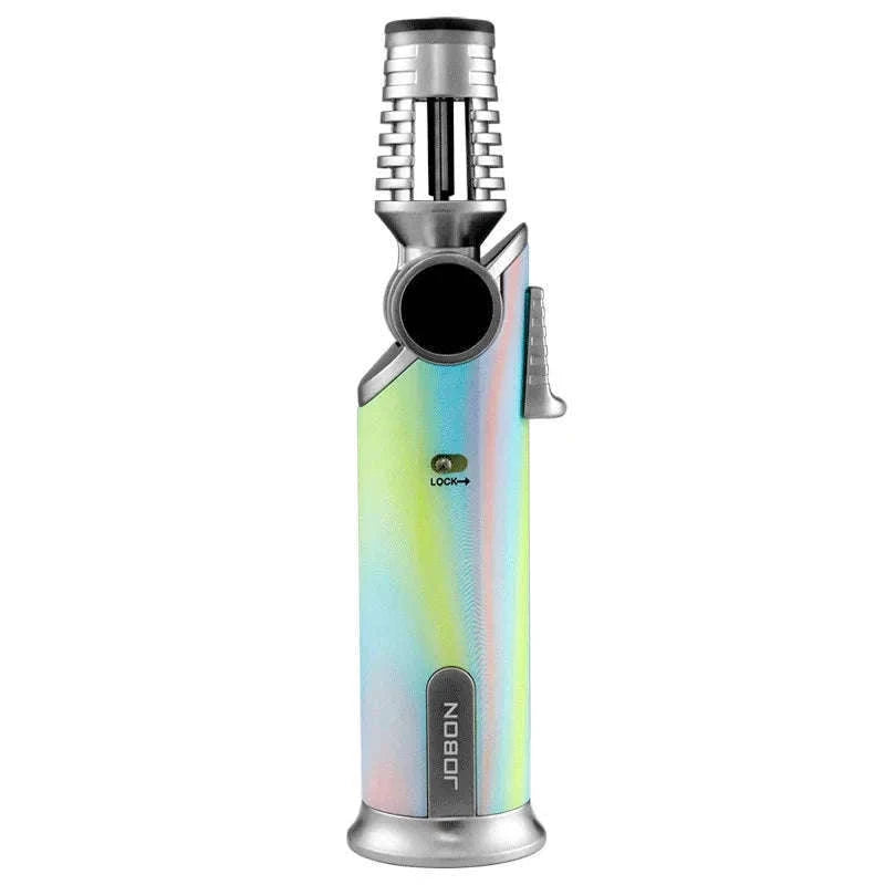 360° Rotatable Blue Flame Butane Lighter with Safety Lock-black