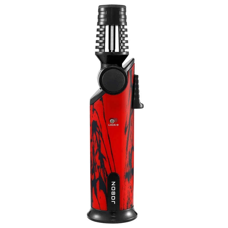 360° Rotatable Blue Flame Butane Lighter with Safety Lock-black
