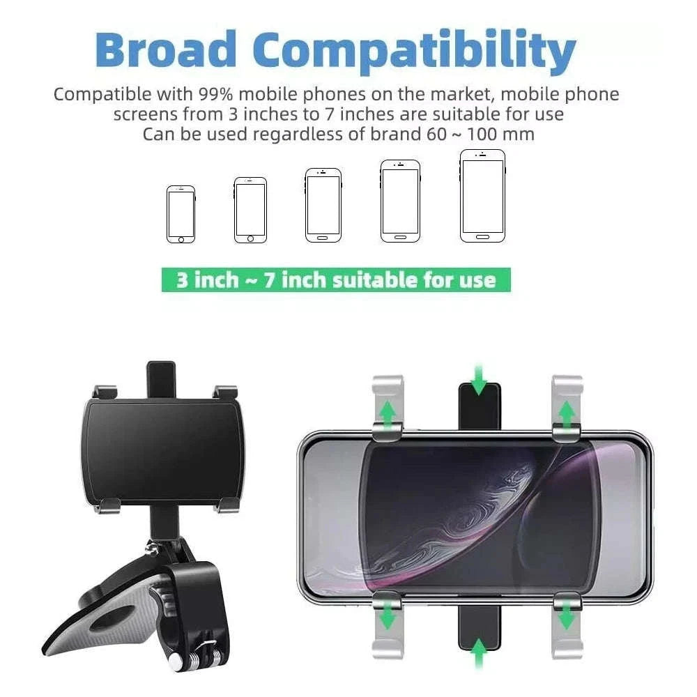 360° Rotatable Car Phone Holder Clip with Adjustable Mount-United States